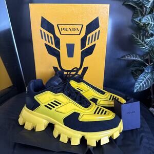PRADA Cloudbust Thunder Sneakers - Black Yellow Size 9.5 UK 10.5 US